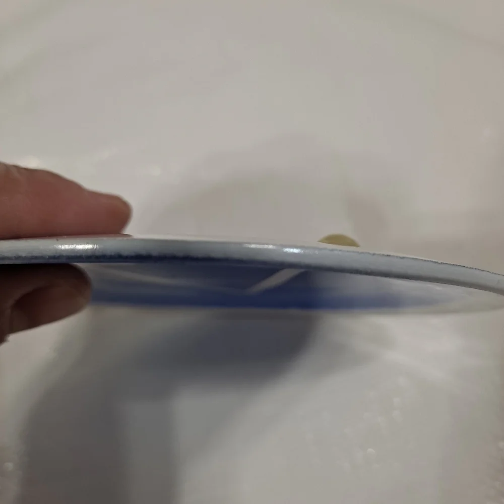 West Elm Blue Monogram V Ceramic Trinket Dish
